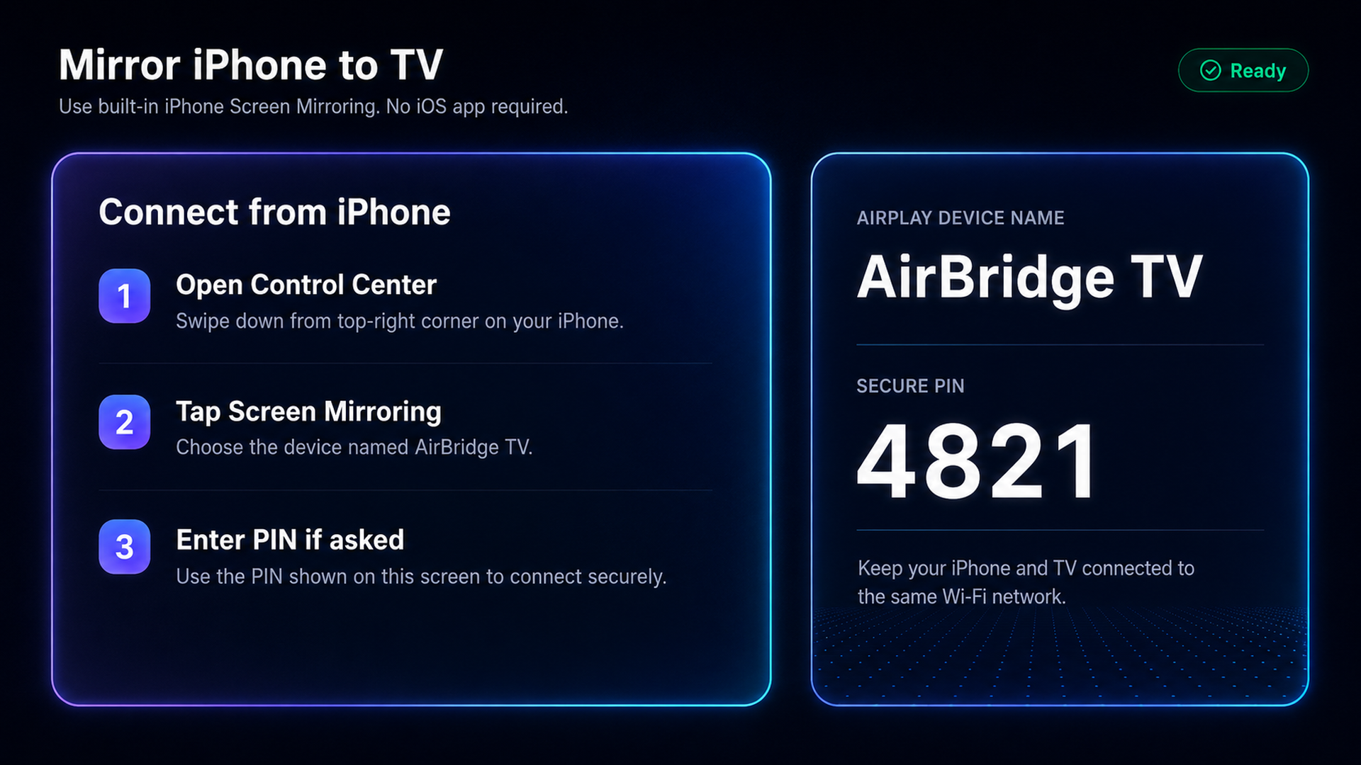 iPhone mirroring instructions on TV