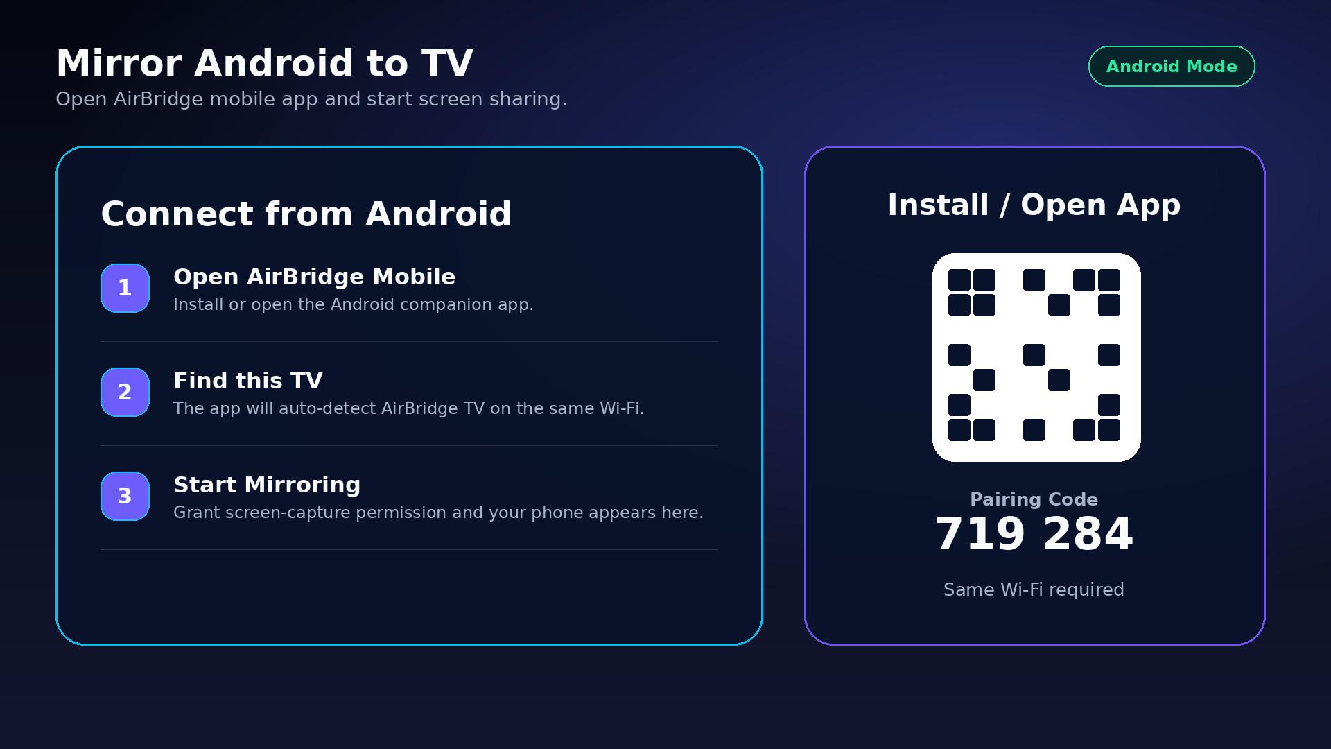 Android mirror to TV screen